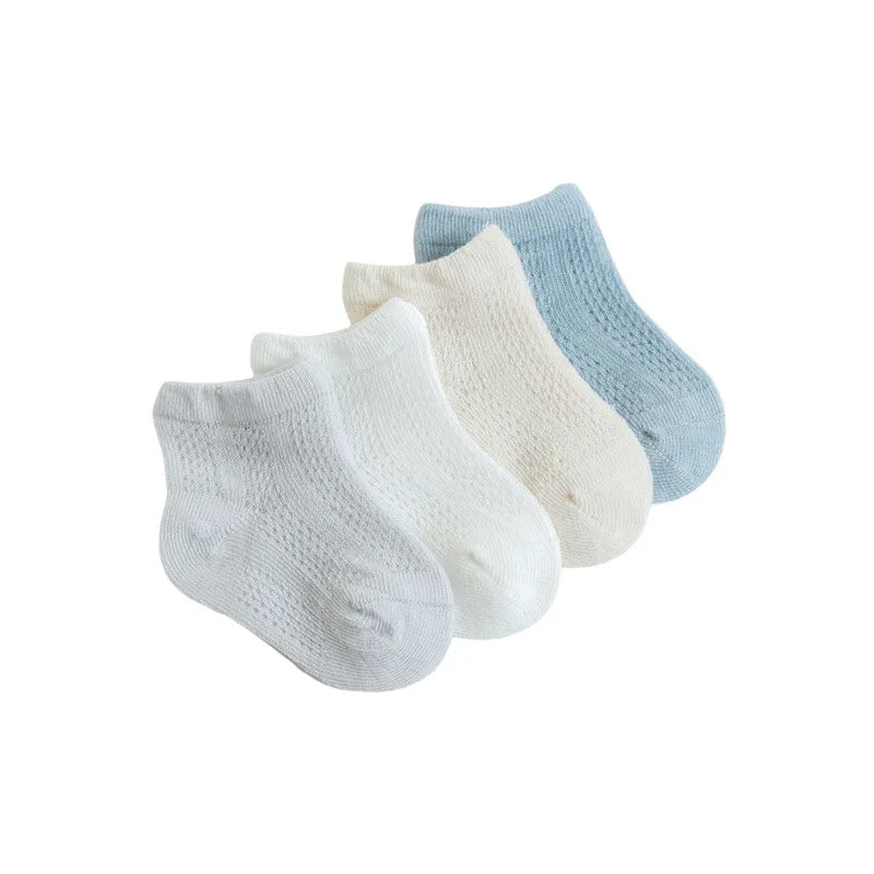 4 Pairs/Lot  New Baby Socks Mesh Thin Newborn Socks Combed Cotton Boneless Soft Summer Baby Socks For Gift