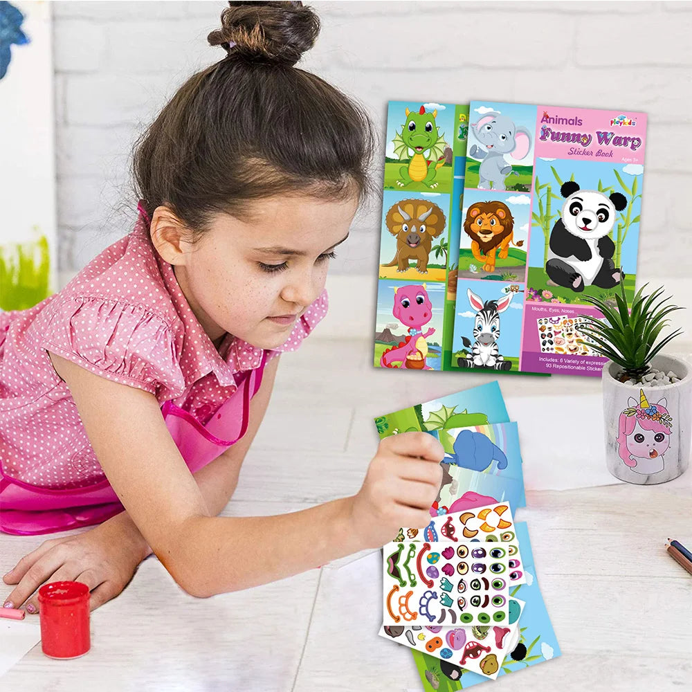 Make a Face DIY Animal Princess Dinosaur Jigsaw Stickers Kids Puzzle Games Funny Cartoon Educational Craft Stickers Toy For Baby