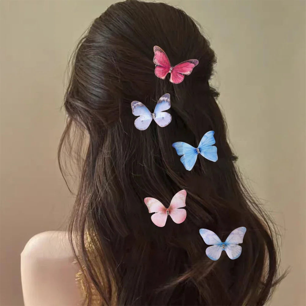 6Pcs/set Sweet Butterfly Hairpins for Girls Do Not Hurt Hair Super Nice Boutique Hairclips Womens Fashion Hair Accessories