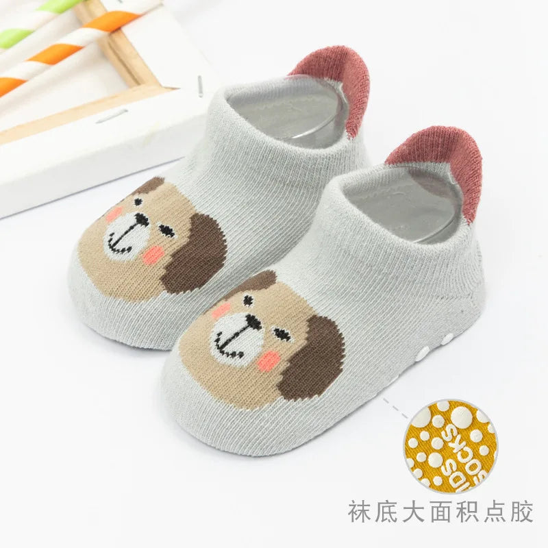 Non Slip Baby Toddler Socks Soft Anti Skid Floor Socks for Newborns and Infants With Rubber Grips For 0-5Years Cotton Baby Socks