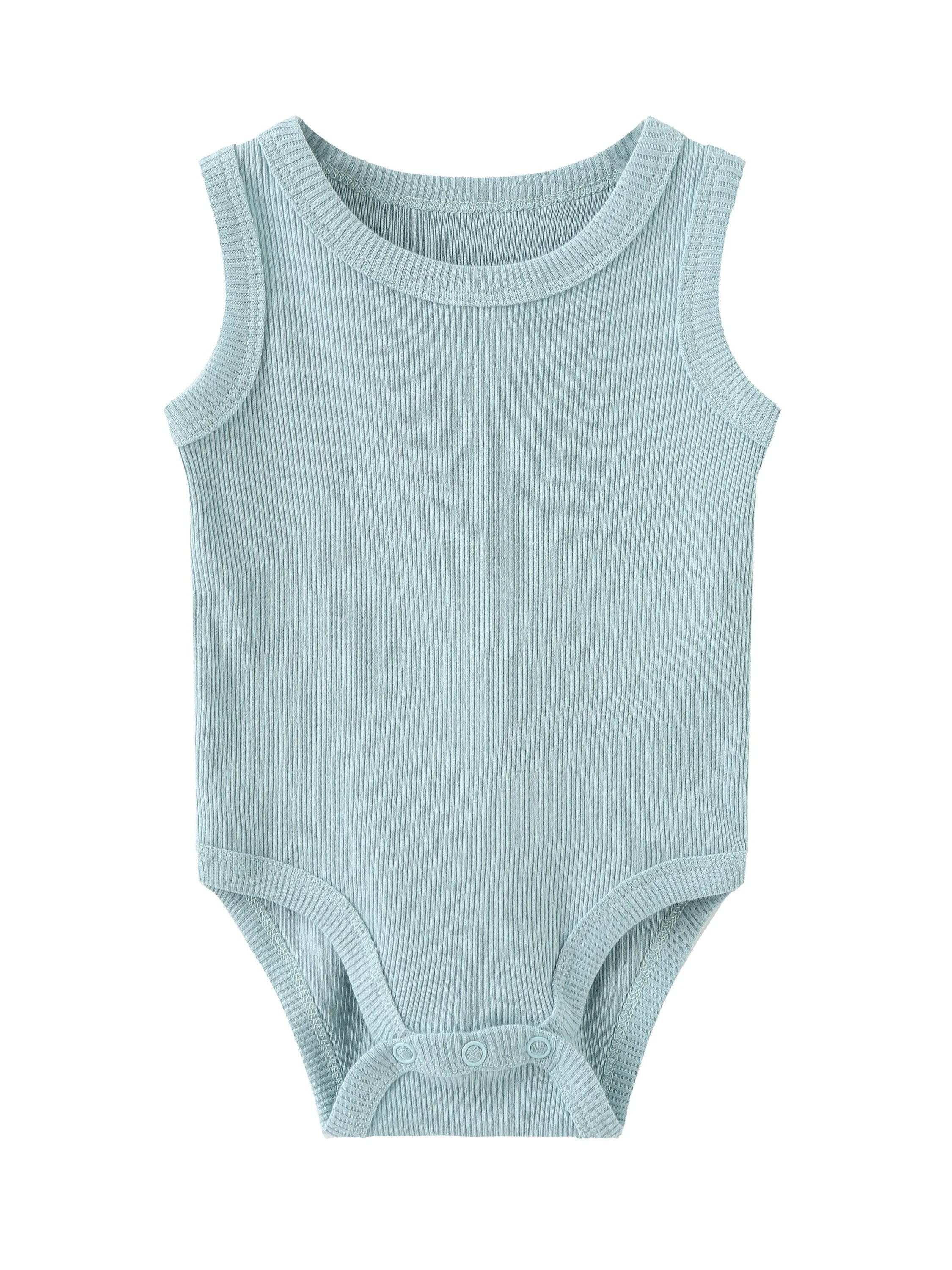 Kiddiezoom Summer Fashion Cartoon Sleeveless Baby Boy Girl Bodysuits+Pants Soft Baby Boy Girl Clothes