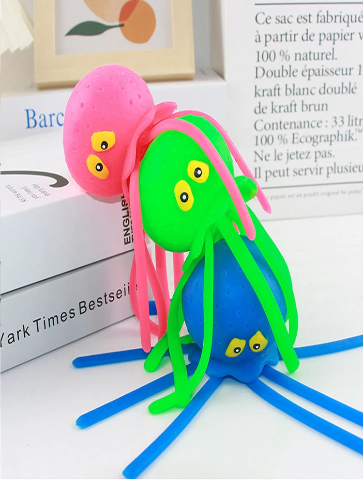 1/6pcs Water Playing Octopus Pinching and Playing Baby Bathing Anti Stress Squishy Fidget Toy Novelty Toy Party Favors
