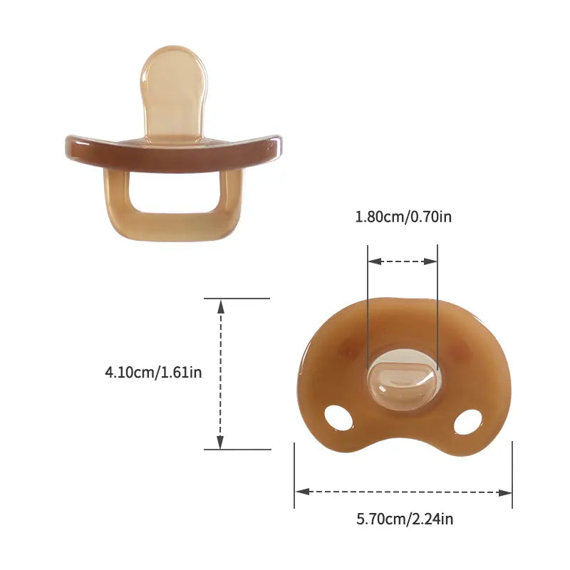 Baby Silicone Pacifiers Flat Nighttime Round day Soft Breathable Frosted Brown Transparent Soother 100% BPA Free Safe Silicone