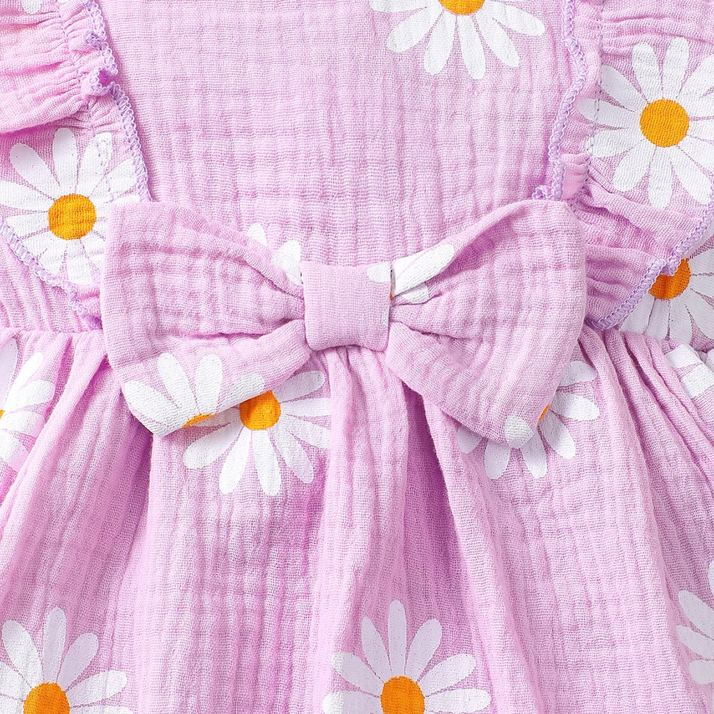 Summer  0-1 Years  Old  Infant  Baby Girls Daisy Print  Fashion  Sleeveless  Casual  Dresses
