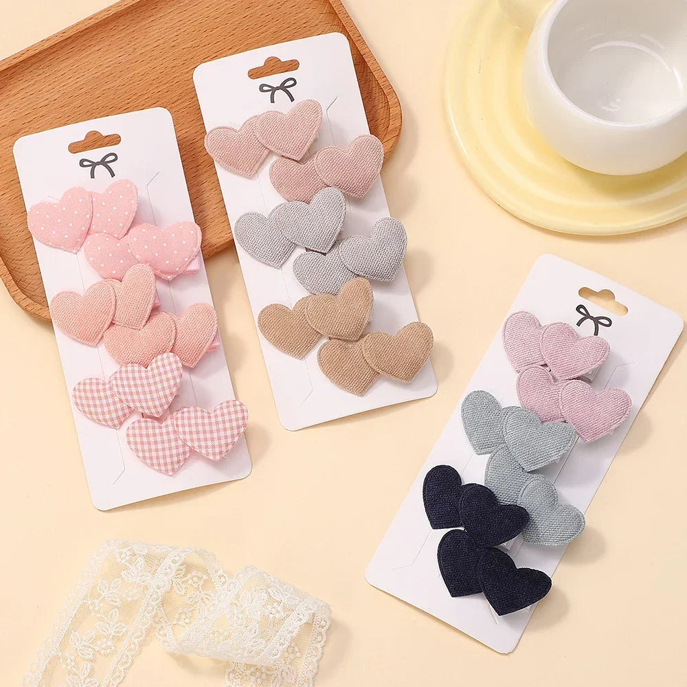 6Pcs Heart Designs Sweet Hair Clips Cute Headwear Mini Clips Kids Girls Outdoor Wear Lovely Hair Accessories Gifts
