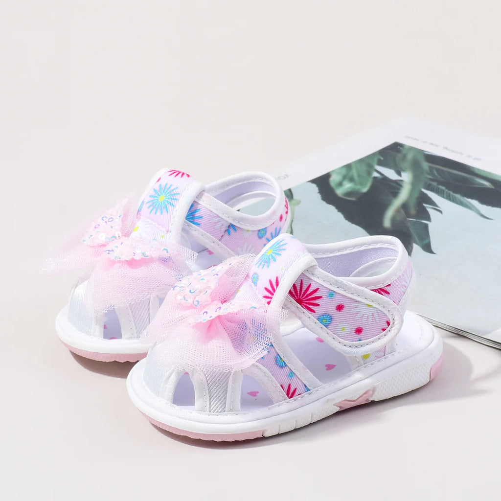 2025 0-2Y Baby Girls Baby Girls First Walking Indoor Outdoor Toddler Shoes With Squeaky Beautiful Design And Soft TPR Sole