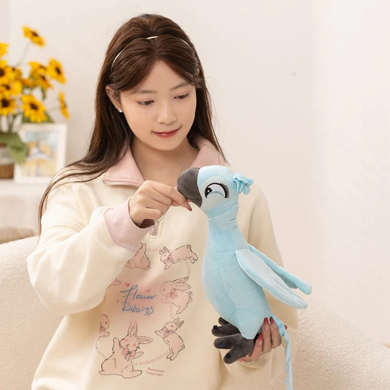2026 High Quality 1pc 35cm Cartoon Blue Parrot Plush Toy Blu & Jewel Bird Doll Soft Stuffed Animal Cute Christmas Gift For Kids