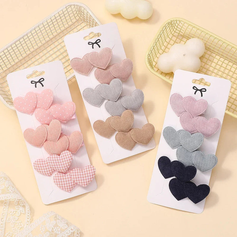 6Pcs Heart Designs Sweet Hair Clips Cute Headwear Mini Clips Kids Girls Outdoor Wear Lovely Hair Accessories Gifts