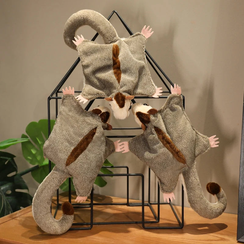 Super Cool Flyling Sugar Glider Plush Toy Cozy Soft Flying Squirrel Hand Puppet Cute Pet Toy Funny Gift for Kids