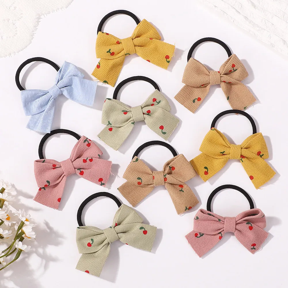 Random Color 10PCS Flower Ribbon Bowknot Hair Rubber Bands for Girls Handmade Cute Bow Hair Ties Headwear Kids Hair Accessories