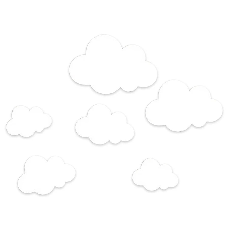 6Pcs/Set Nordic Style Sky Enthusiast Large White Wooden Cloud Wall Stickers Wooden Cloud Sign Set Home Bedroom Living Room Hallway Wooden Cloud Wall Decor Bohemian Coffee Bar Bar Wall Decoration Wall Stickers Boys and Girls R
