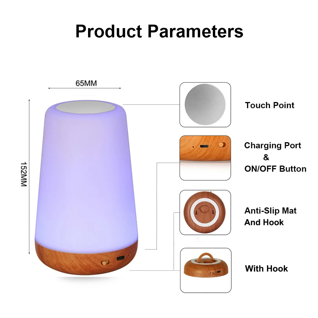 Sleeping Night Light Bedside LED Desktop Decoration Night Light Remote Control Touch 13 Colors Atmosphere Light Lamp with Hook