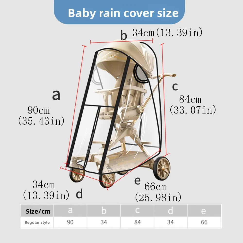 Transparent Baby Strollers Rainproof Cover Windproof Waterproof Baby Pram Rain Cover Travel Nobstructed View Pushchair Raincoat