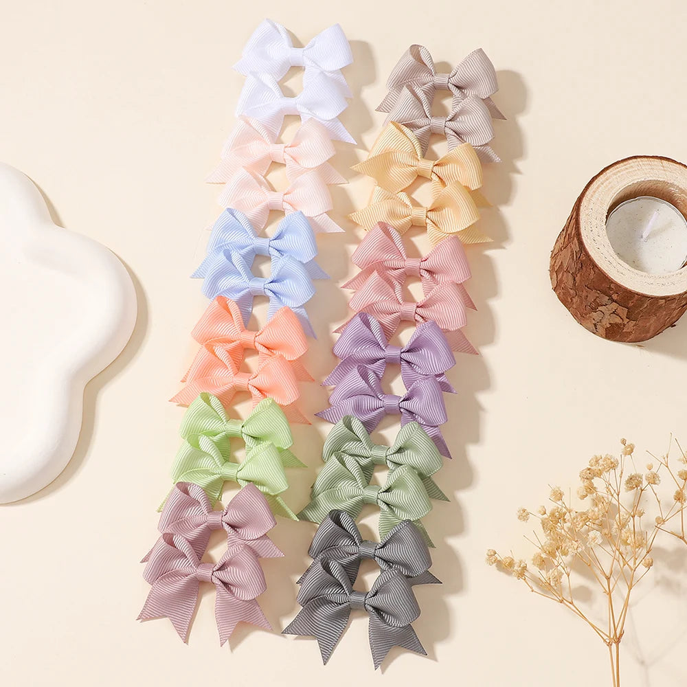 24Pcs 2-inch Hair Bows Clips for Girls Classic Ribbon Bowbot Pigtail Hairgrip Kids Hair Accessories Children's Headwear