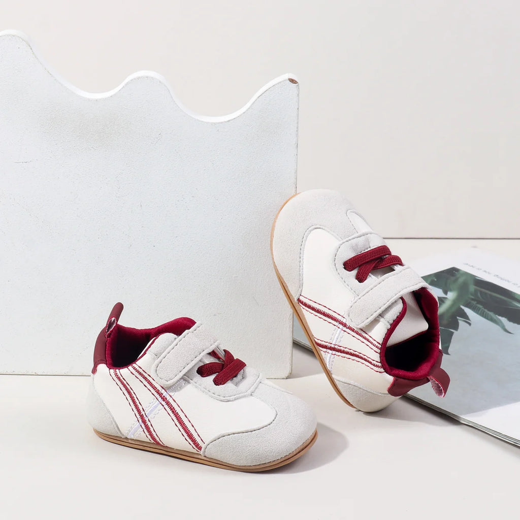 2025 New Spring Autumn Baby Girls and Boys Casual Sneakers TPR Sole Anti Slip Fashion Design PU Patchwork Infant Walking Shoes