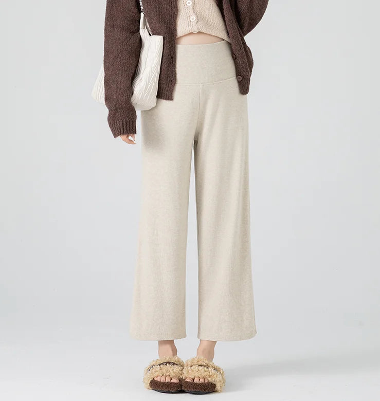 Pregnant Woman Maternity Straight Knitted Trousers With Adjustable Waist 2026 Autumn