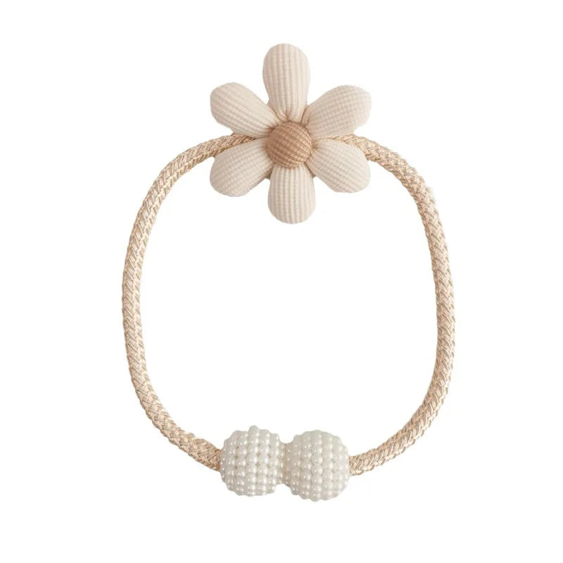 2Pcs Nordic Ins Style Three-Dimensional Flower Pearl Buckle Curtain Tiebacks Children's Room Decoration Mosquito Net Tie Rope Binding Rope