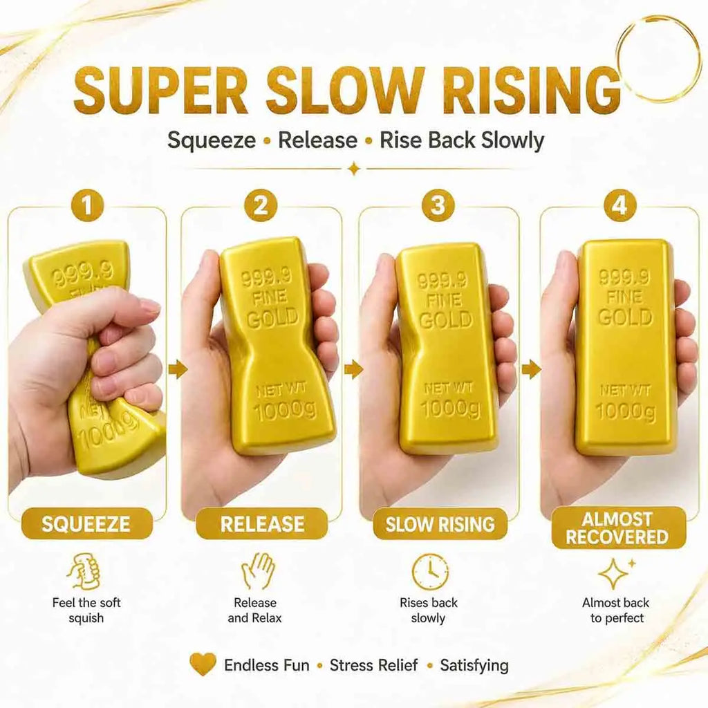 Simulated Gold Brick Slow‑Rebound Stress Relief Tool, Realistic Squishy Gold Bar Shape, Sensory Pressure Release, Anti‑Anxiety,