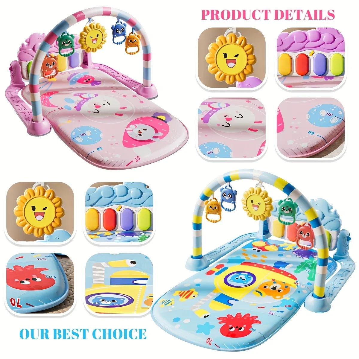Baby Fitness Stand Music Play Gym Activity Toys Newborn Piano Crawling Blanket Pedal Game Pad Early Education Gifts 0-36 Months