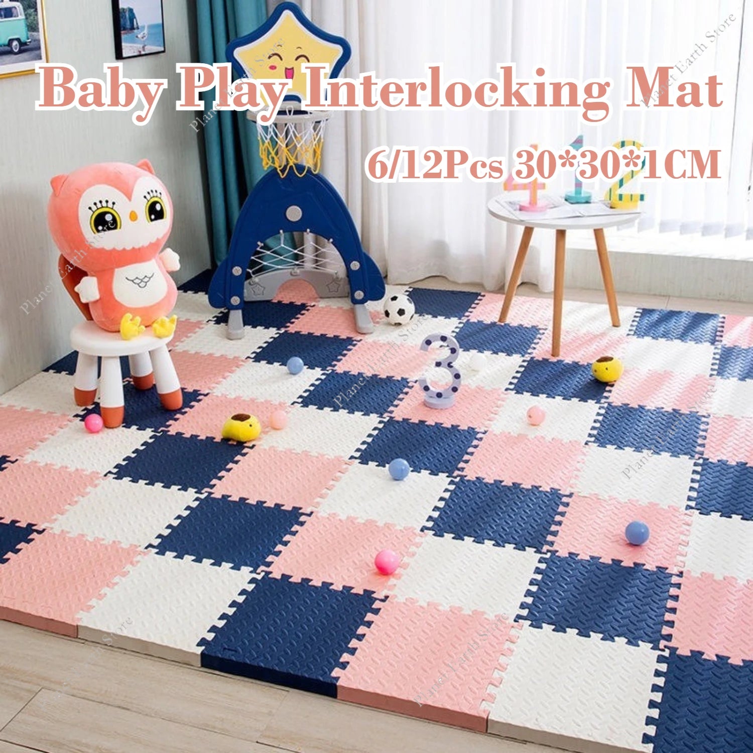 6/12Pcs Interlocking Baby Play Mat 1CM Thick Soft Carpet Floor Playmat EVA Leaf Grain Floor Mats Room Activities Mat 30*30CM