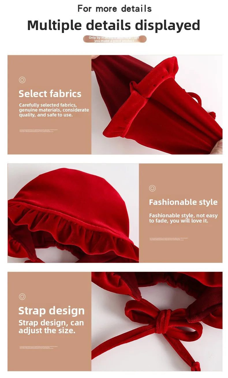 Rich Red Velvet Baby Palace Dress Hat - Festive for Christmas/New Year/Baptism, Princess-style Elegant for Toddlers.
