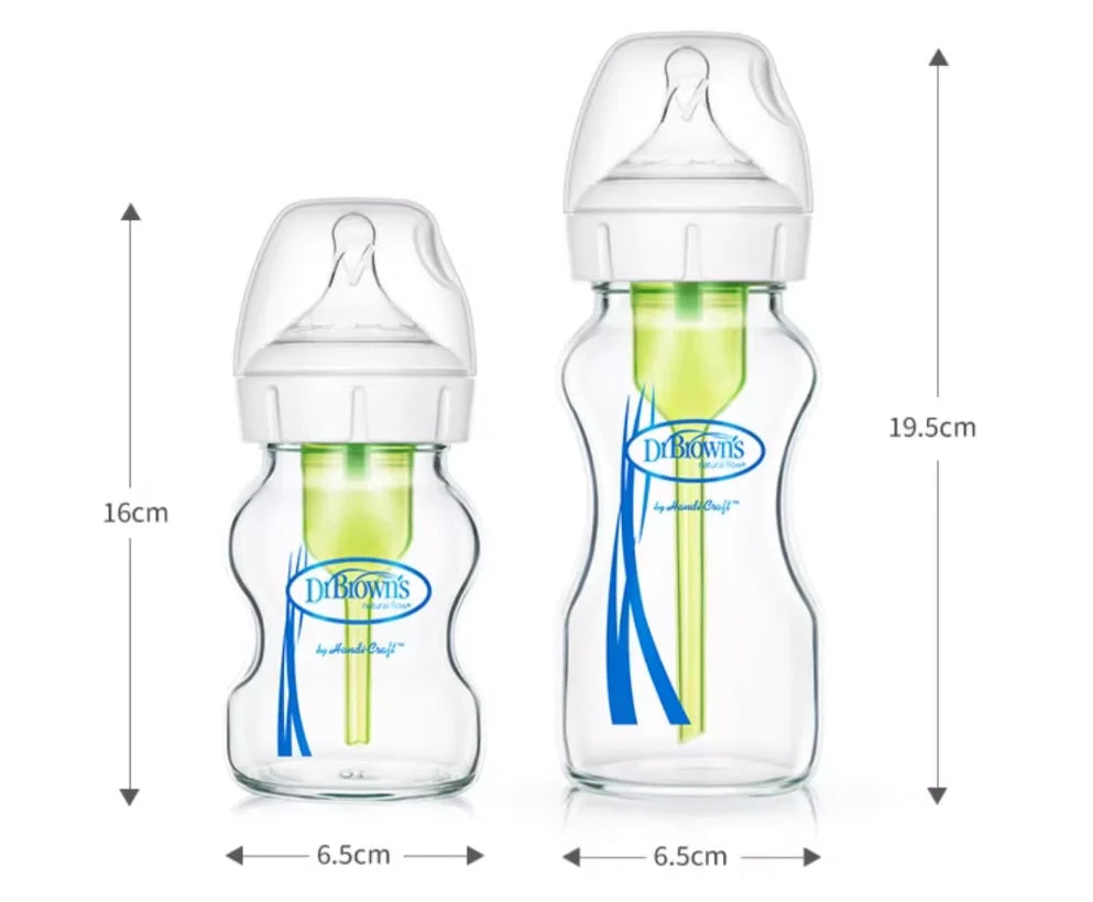 Dr. Brown's  Newborn baby glass bottle, wide caliber, anti-flatulence, gas-liquid separation 150ML/ 270ML