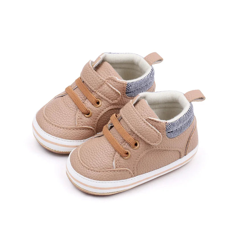 2025 Baby Sneaker Spring and Autumn Style High Quality PU and TPR Sole Newborn Toddler Prewalk Shoes Outdoor Water Proof BNB3093