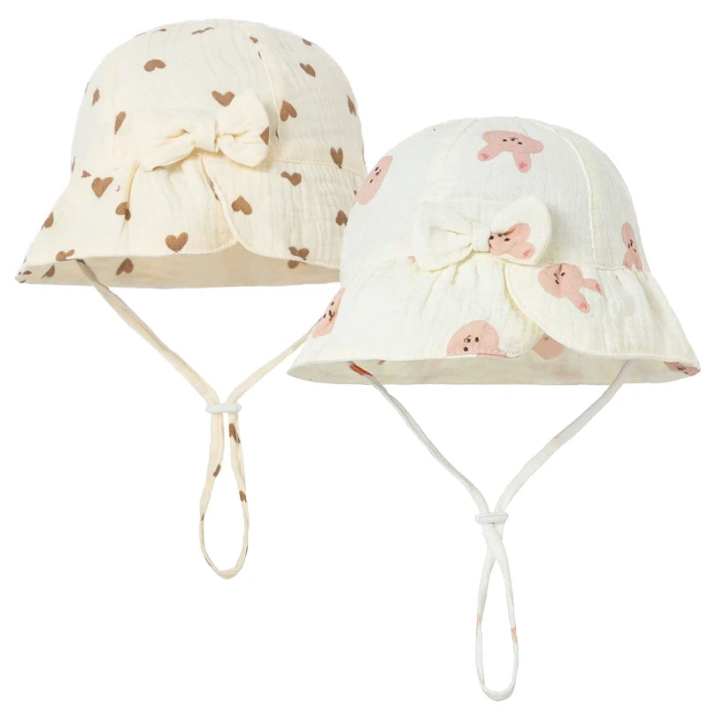 Baby Hats Girls Bowknot Panama Summer Kids Sun Hat Infant Beach Fisherman's Hat Children Breathable Cotton Outdoor Bucket Cap