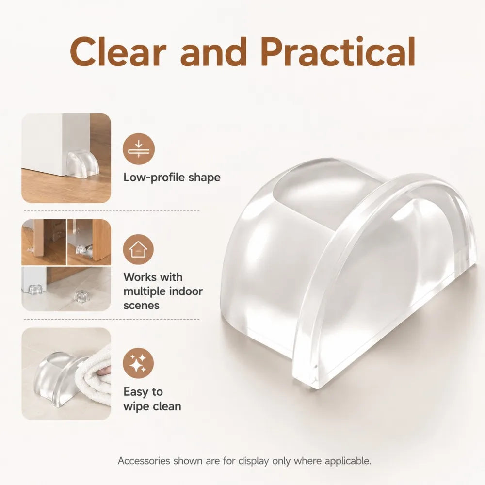1-8pcs Transparent Silicone Door Stopper Self Adhesive Wall Protector Rubber Bumper Pad For Door Handle Cabinet Corner Furniture