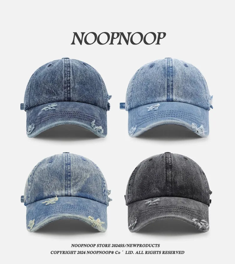 Cross-border Washed Distressed Embroidered Denim Baseball Cap Solid Color Outdoor Travel Sun Protection Visor Cap