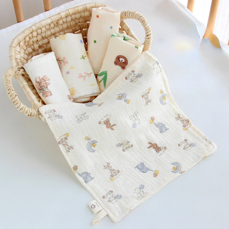 4 Layer Cotton Gauze Baby Face Towel Muslin Squares Baby Saliva Towel for Newborn Washcloth Handkerchief Absorbent Face Towel