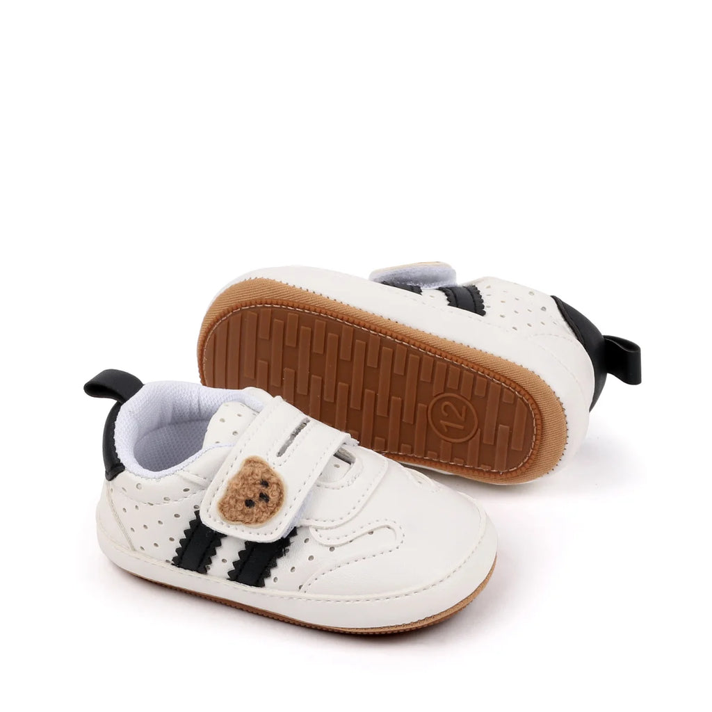 2025 0-18 Months Baby Boys Girls Sneakers Cute Bear Embroidery Infant First Walking Shoes Non-Skid Athletic Shoes