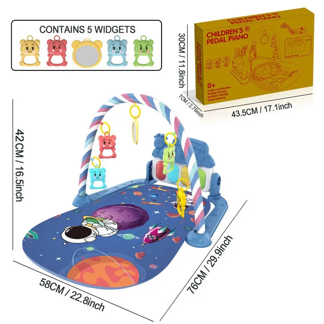 Baby Music Activity Gym Rug Play Mat For Newborns With Adjustable Piano Keyboard And Lights