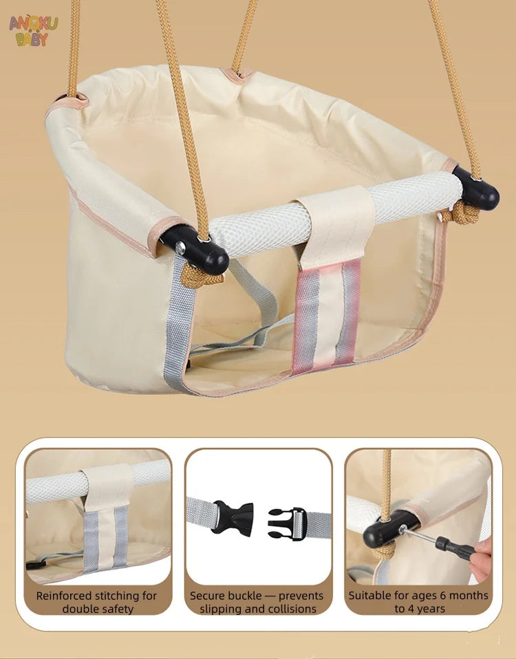 Adjustable Baby Swing - Foldable 360° D-Shaped Portable Rocker