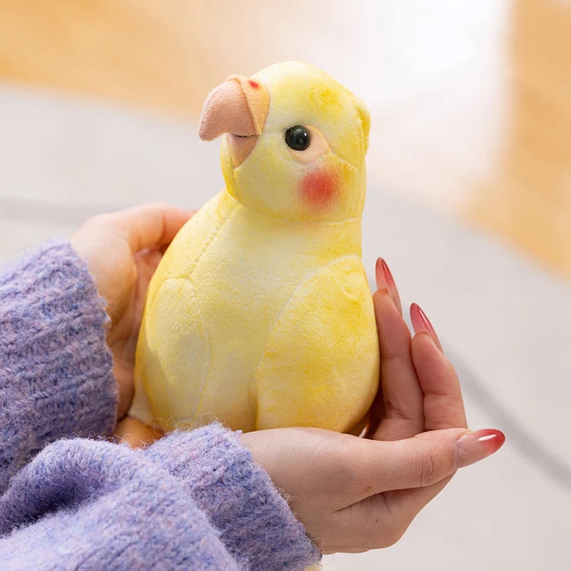 Hot 17cm Kawaii Small Yellow Parrot Plush Toy Dolls Imitation Soft Cartoon Bird Stuffed Christmas Home Decor Parrot Plush Toys