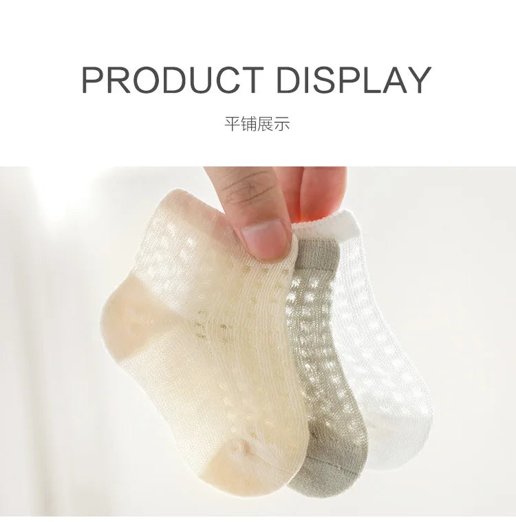 4 Pairs/Lot  New Baby Socks Mesh Thin Newborn Socks Combed Cotton Boneless Soft Summer Baby Socks For Gift