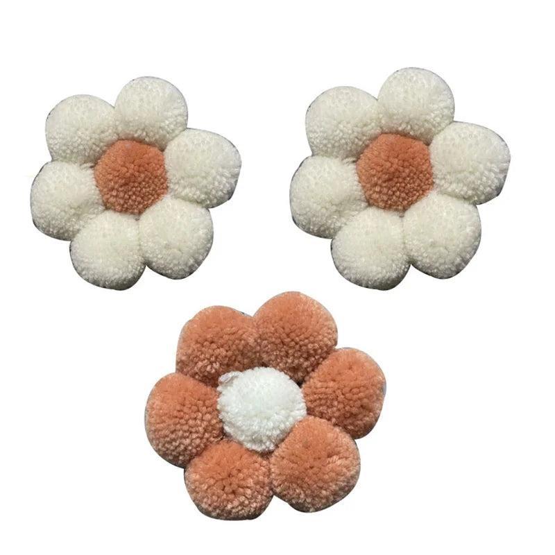 Ins Boho Macrame Daisy Flower Pompom Wall Decor 12 Piece Pink Set for Kids Room Nursery