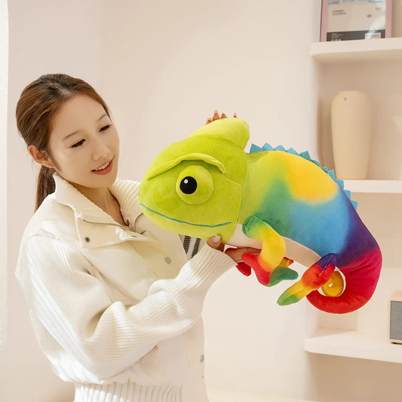 Hot 2026 New Cute Chameleon Plush Toys Stuffed Chubby Cartoon Crawling Lizard Doll Warm Soft Home Throw Pillow Funny Kids Gift