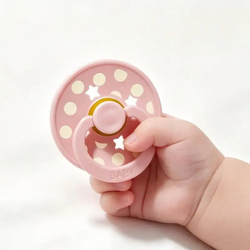 New 2pcs/pack Polka Dot Round Baby Pacifier, Star Soother Dummy with Cherry-round Nipple, New Parents Gift