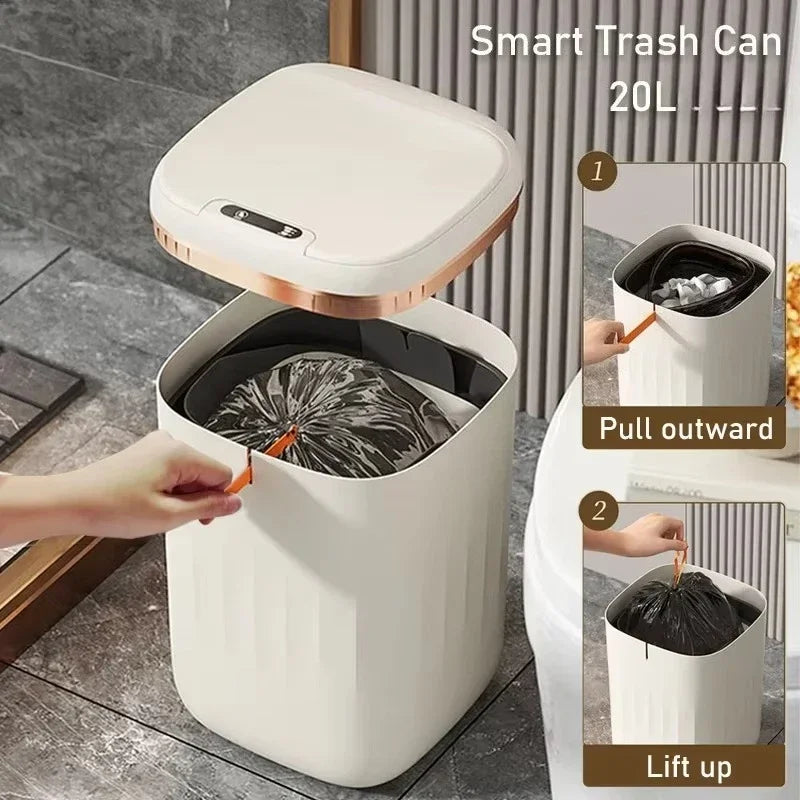 20L Smart Trash Can with Lid Waterproof Large-capacity Trash Bin Rechargable Automatic Garbage Can Fo Kitchen Bedroo Wastebasket