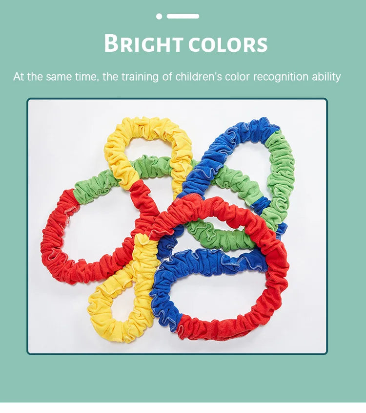 Elastic Rainbow Rope Stretchy Band Running Pull Circle Outdoor Team Sports Kindergarten Physical Training Equipment Outdoor Toy