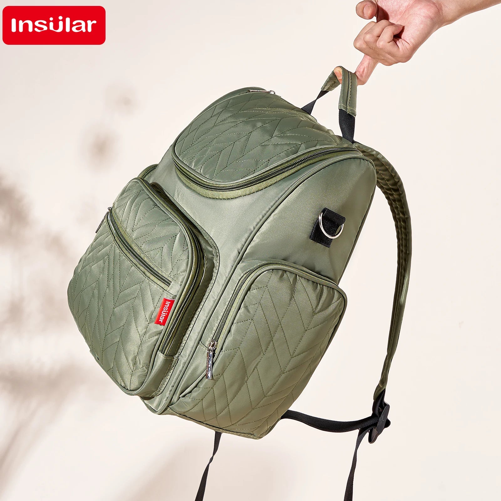 Large Capacity Nappy Backpack for Moms Multi Functional Waterproof Diaper Bag with Stroller Hooks for Baby Care Outdoor Travel