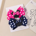 2/4Pcs Cute Bows Hair Clip for Children Boutique Cartoon Headdress Classic Woven Ribbon Polka Dot Pattern Kids Hair Clip