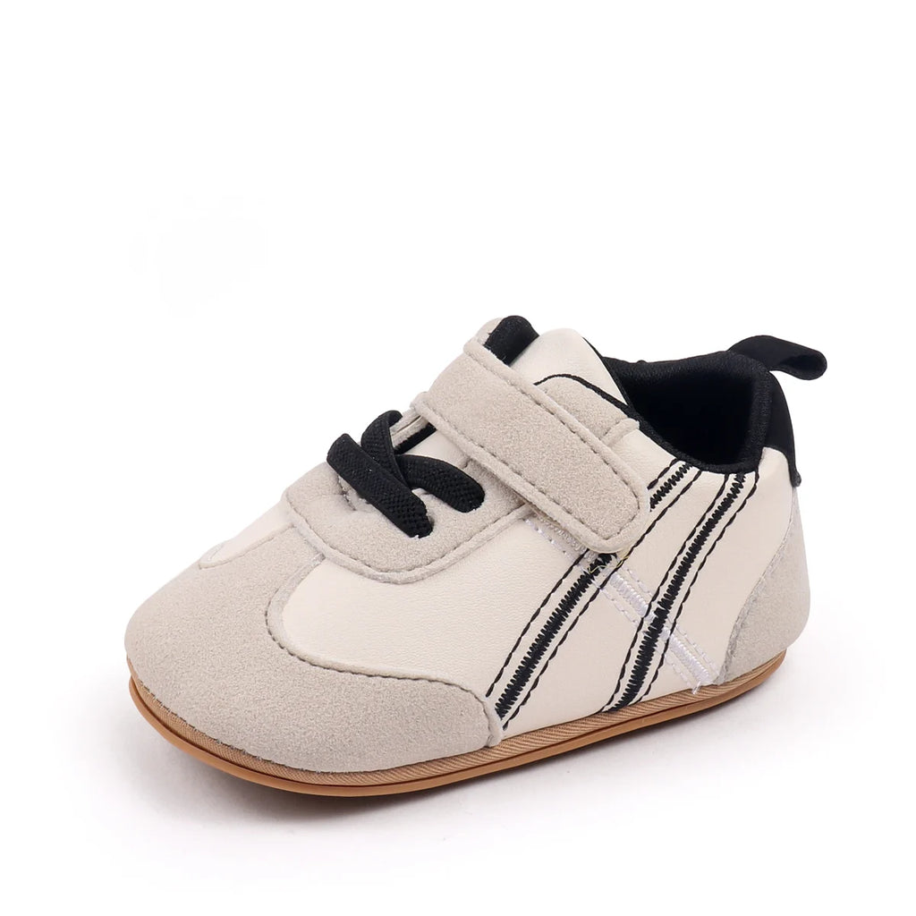 2025 New Spring Autumn Baby Girls and Boys Casual Sneakers TPR Sole Anti Slip Fashion Design PU Patchwork Infant Walking Shoes