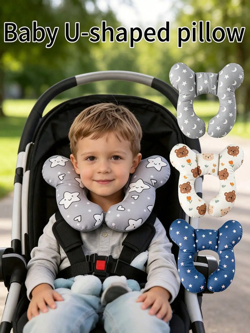 1Pc Baby U-Shaped Pillow, Infant Travel Neck Pillow, Soft-Breathable-Cute Cartoon Pattern, Soft Baby Head Support Cushion, Suitable for Car Seats, Strollers, and Travel