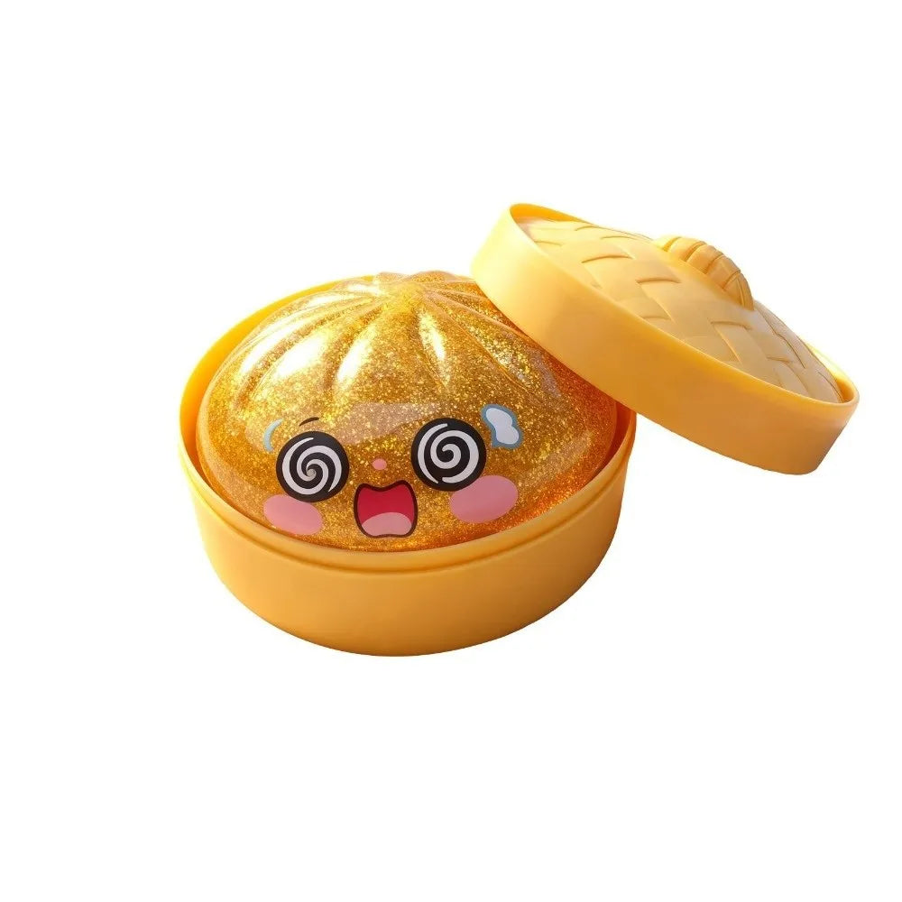 Glitter Dumplings Squishy Toy Soft with Steamer Squishy Toy Slow Resilience Fidget Stress Relief Sensory Ball