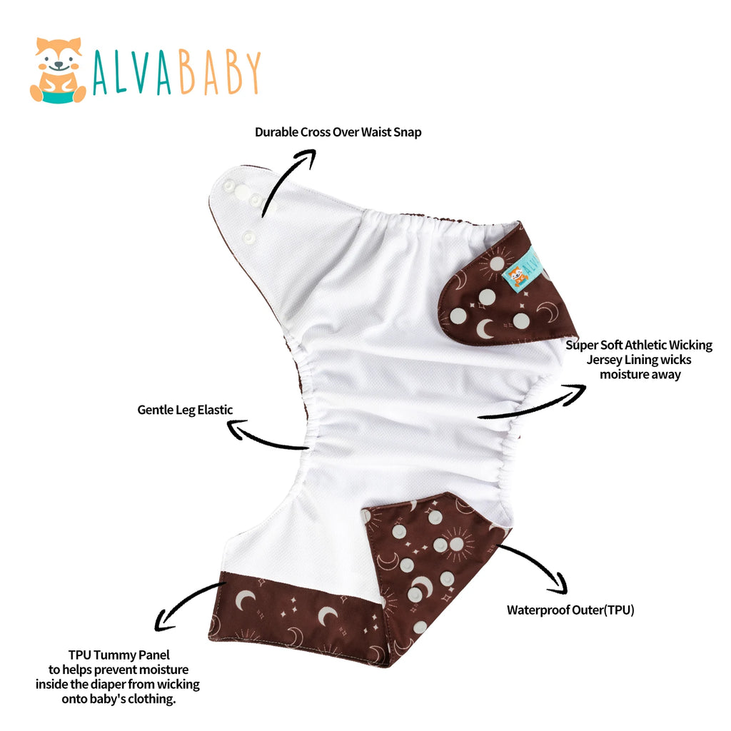 1pc ALVABABY AWJ Inner Summer Cloth Diaper for Baby Eco-friendly Cloth Nappy with Tummy Panel Reusable Baby Diaper Shell