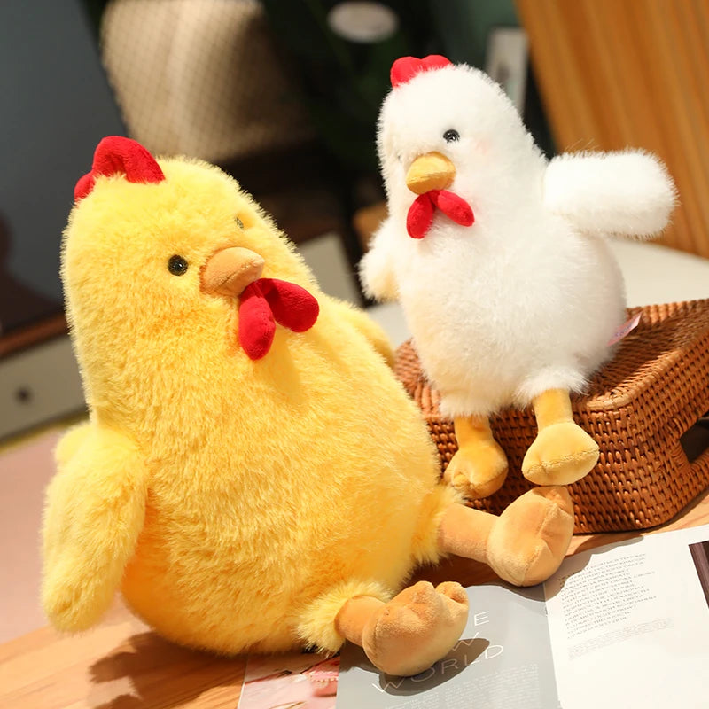 Hot Fluffy Chicken Plush Toys Cute Farmyard Animal White Yellow Chicken Plushies Funny Wet Chick Dolls Girl Boy Gift Home Decor
