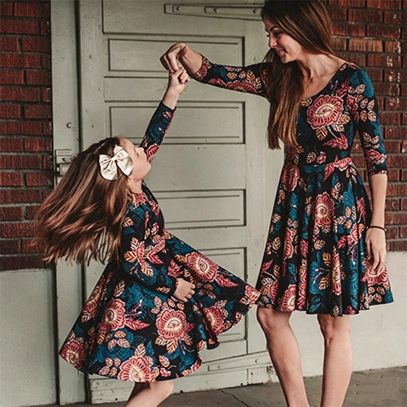 Summer Dress Women Casual Family Matching Outfits Mother Daughter Dress Girl Robe Boho Dresses Children's Clothing Vestidos