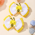 2Pcs Bee Themed Hair Bow Clips for Kids Girls Double Layer Solid Ribbon Bows Hairpins Unique Barrettes Hair Accessories Headwear